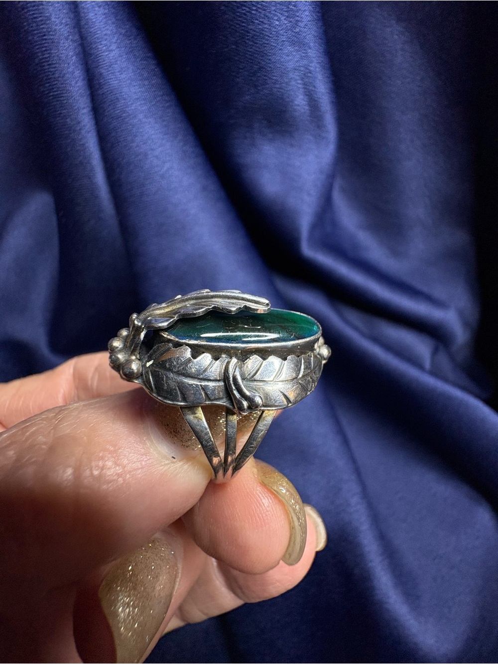 Ring Abalone Native American Signed Artisan 925 Sterling Silver - Picture 10 of 11